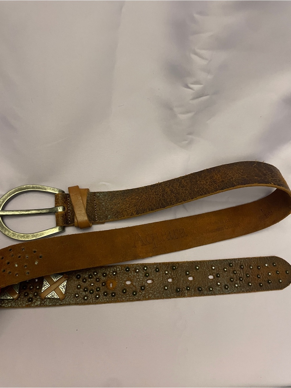 Aquara Handcrafted Italian Studded 
Leather Belt MSRP $250 size L - Picture 5 of 5